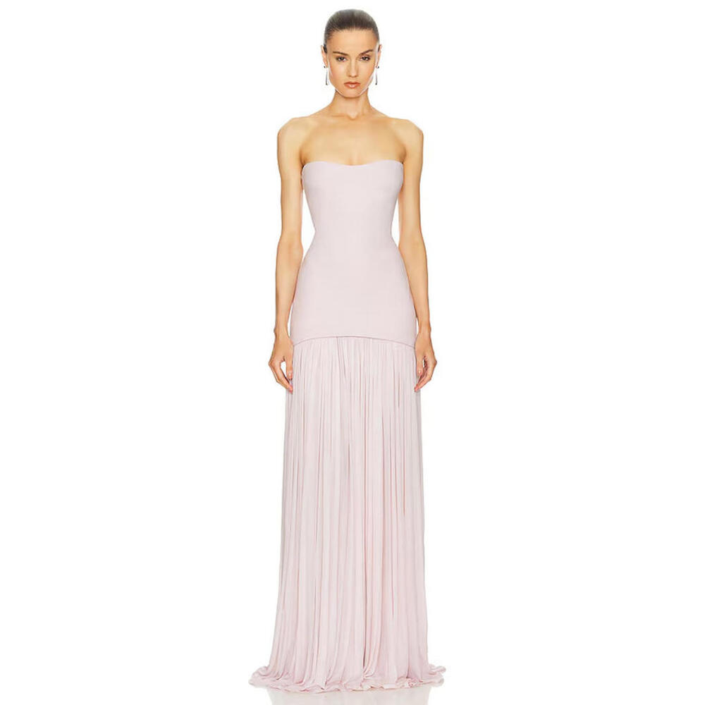 Helsa Ponte Upper Knit Chiffon Lower Naomi Pink long Dress Small $358 msrp